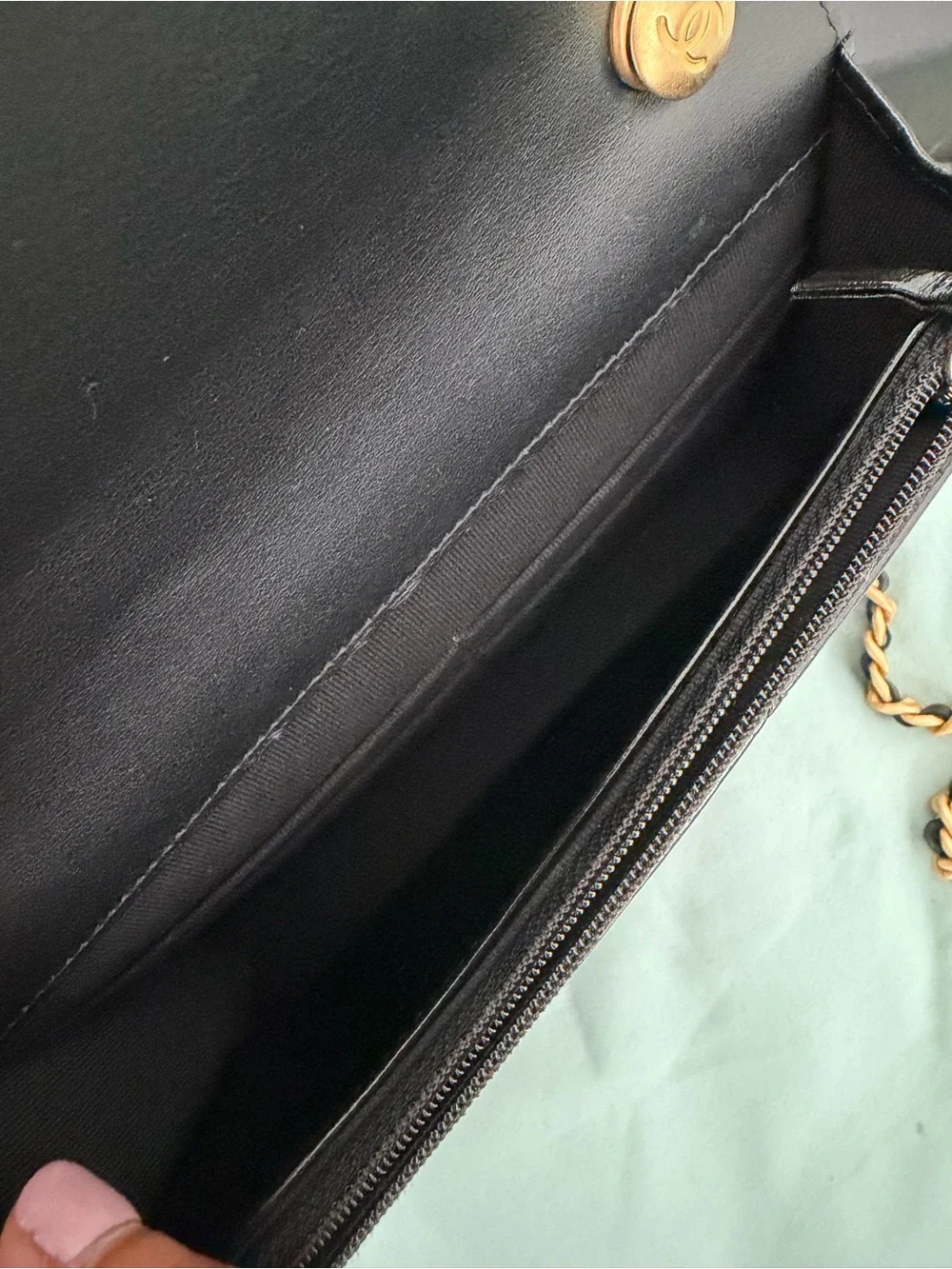 CHANEL Black Quilted Patent Leather Mini Flap with Gold Hardware